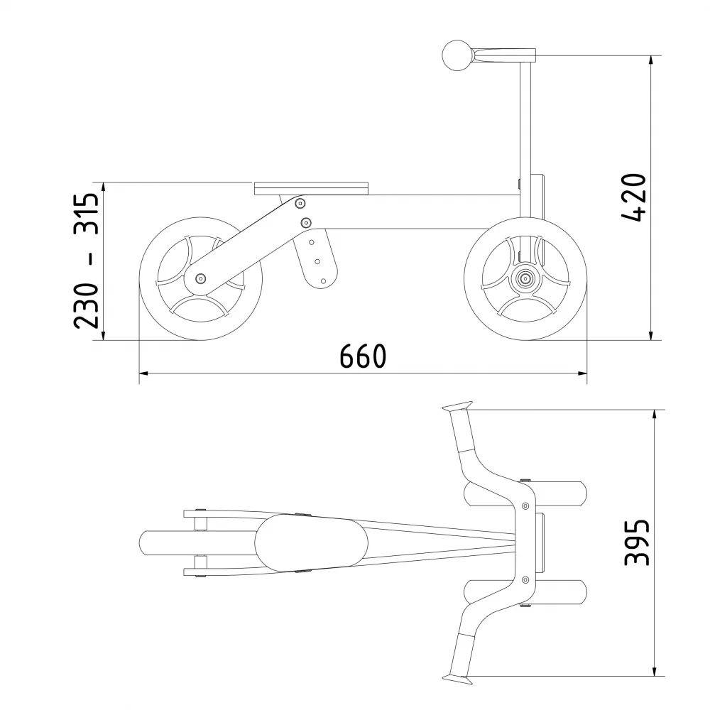 Model S-toddler balance bike-basic dimensions