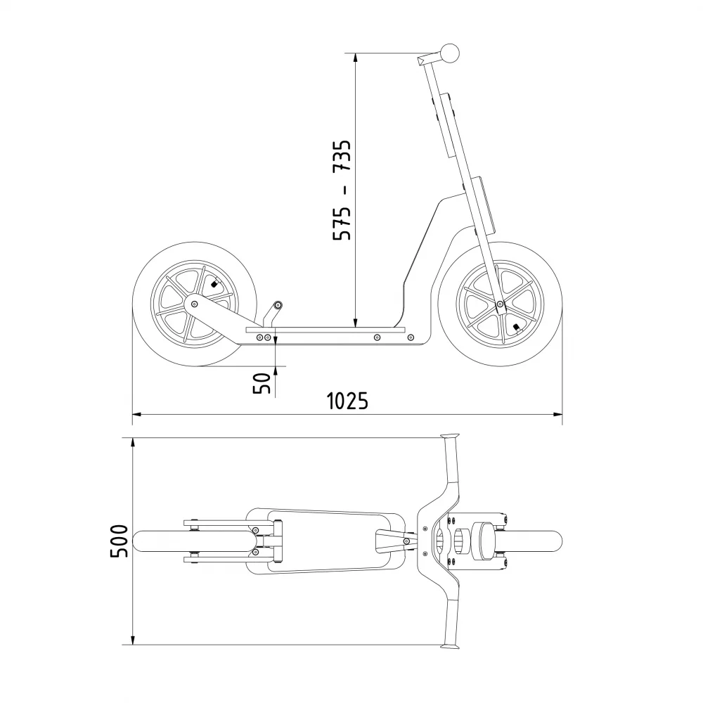 Model A-footbike-basic dimensions