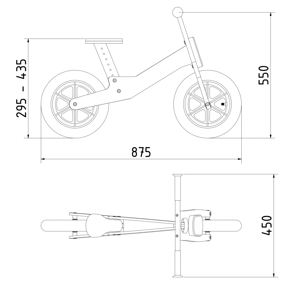 Model M-balance bike-basic dimensions